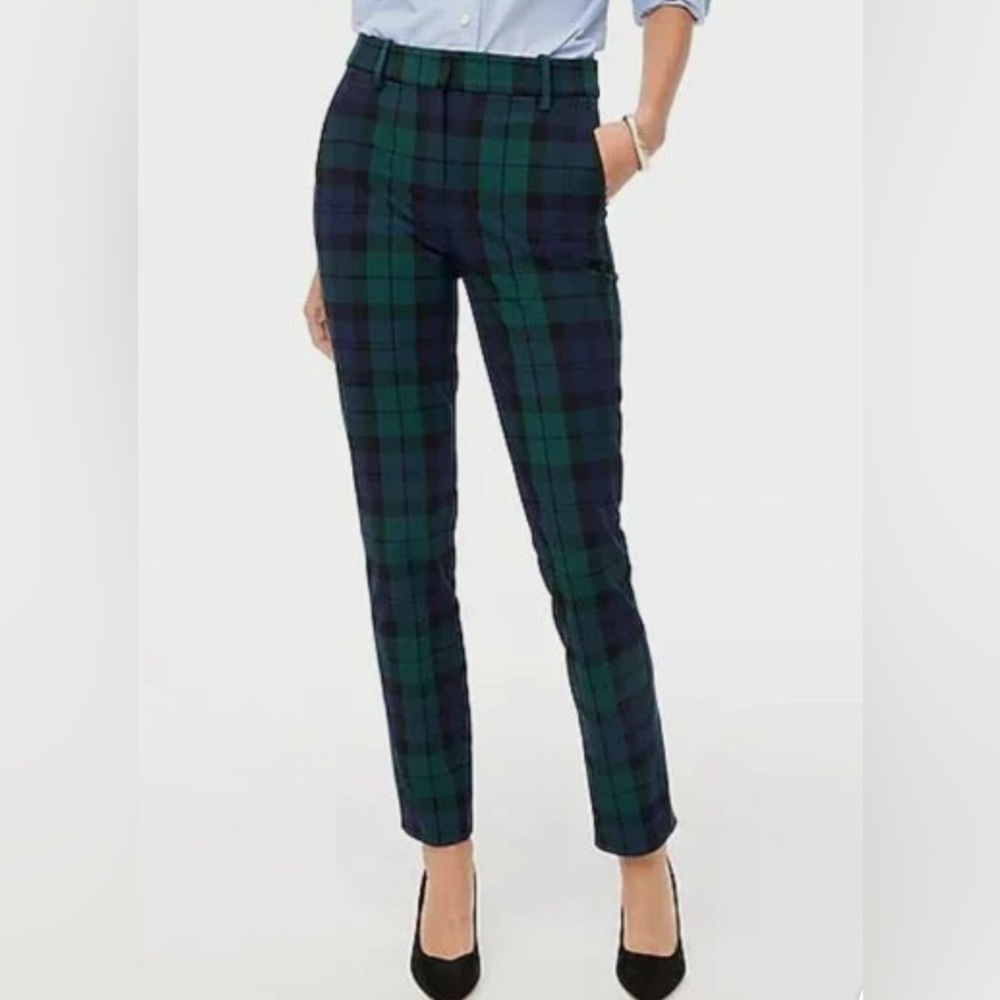 J. Crew Green & Navy Plaid Tapered Pants